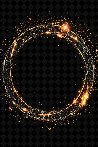PSD un círculo de partículas de oro y chispas en un fondo negro