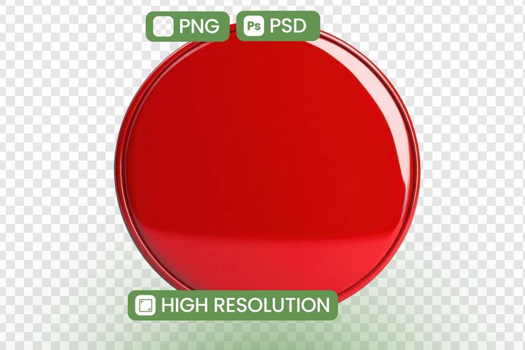 PSD círculo rojo muestra una superficie brillante con alta resolución y diseño minimalista