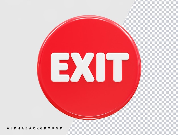 Un círculo rojo con la palabra exit en él