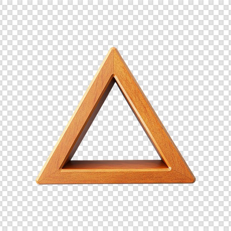 PSD círculo triangular de madera aislado sobre un fondo transparente