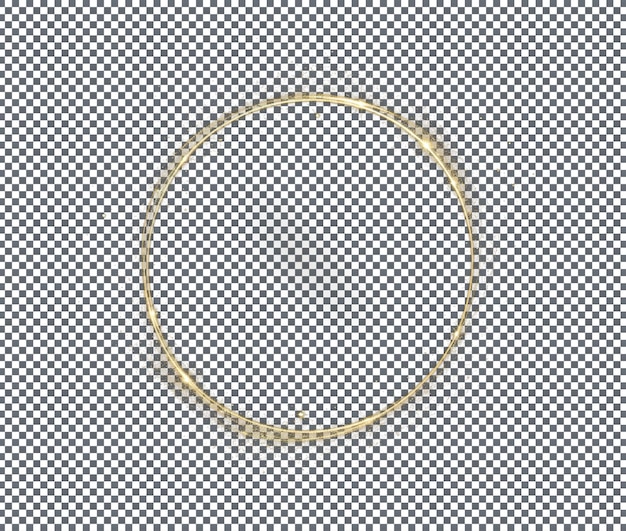 Círculo ultrafino dorado brillante y brillante aislado sobre un fondo transparente