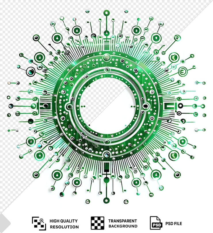 PSD círculo verde de símbolo de circuito vectorial abstracto en un fondo aislado
