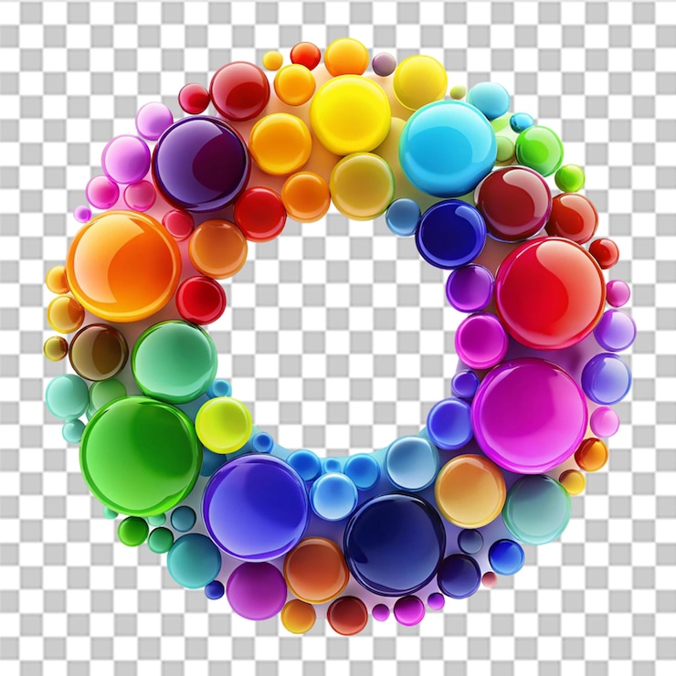 PSD círculos abstractos de colores aislados en un fondo transparente