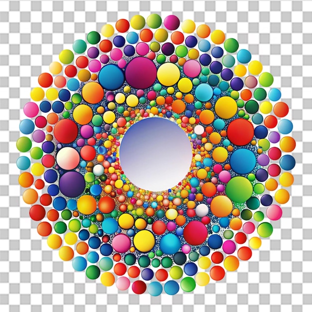Círculos abstractos de colores aislados en un fondo transparente