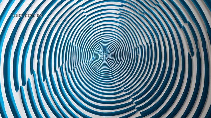 PSD círculos concéntricos abstractos azules y blancos que crean un efecto de túnel hipnótico