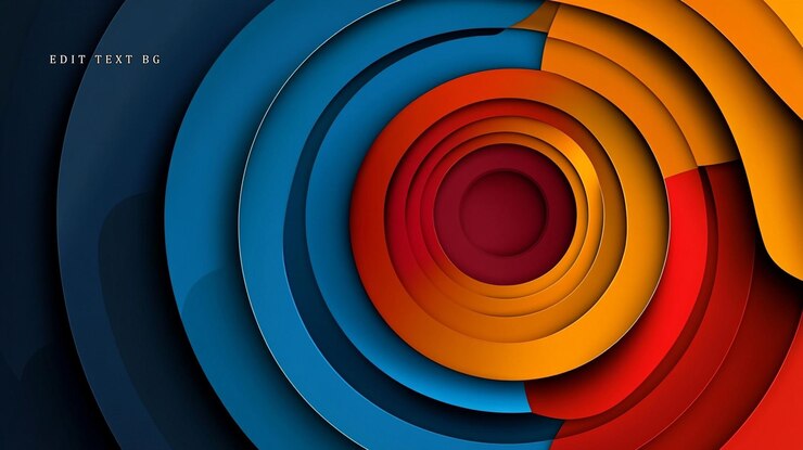 PSD círculos concéntricos abstractos en tonos rojo naranja y azul