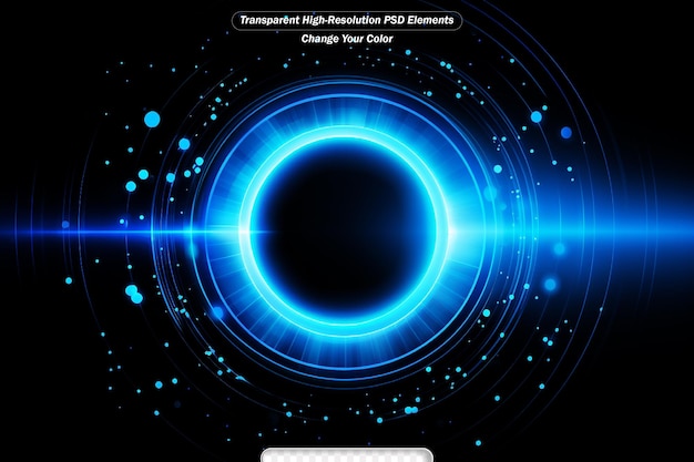 PSD círculos digitais com pontos brilhantes azuis e círculo hud de sci-fi