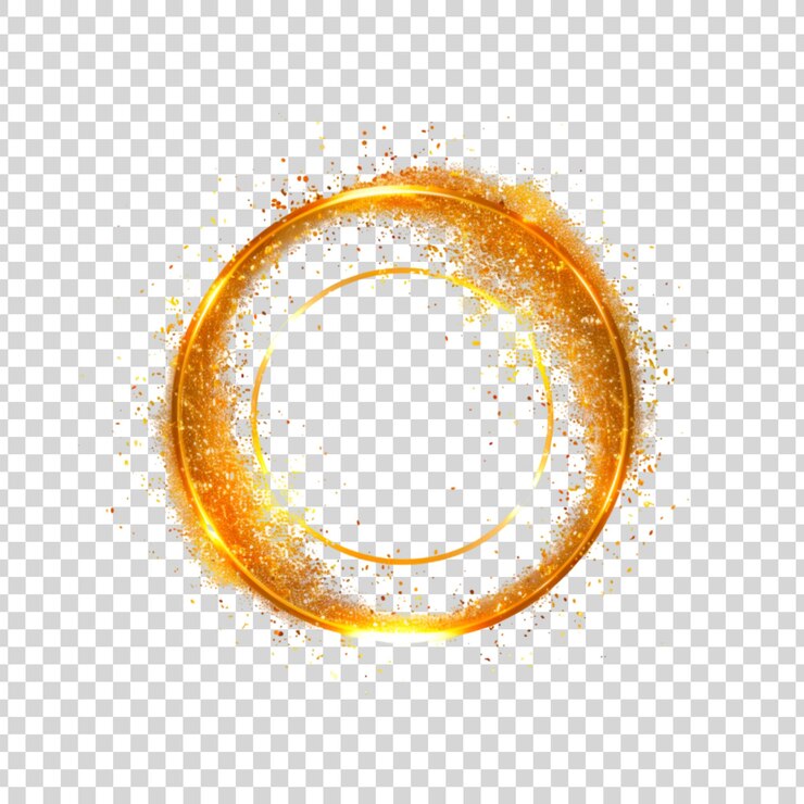 PSD los círculos de luz dorados tienen un efecto de brillo dorado brillante sobre un fondo transparente
