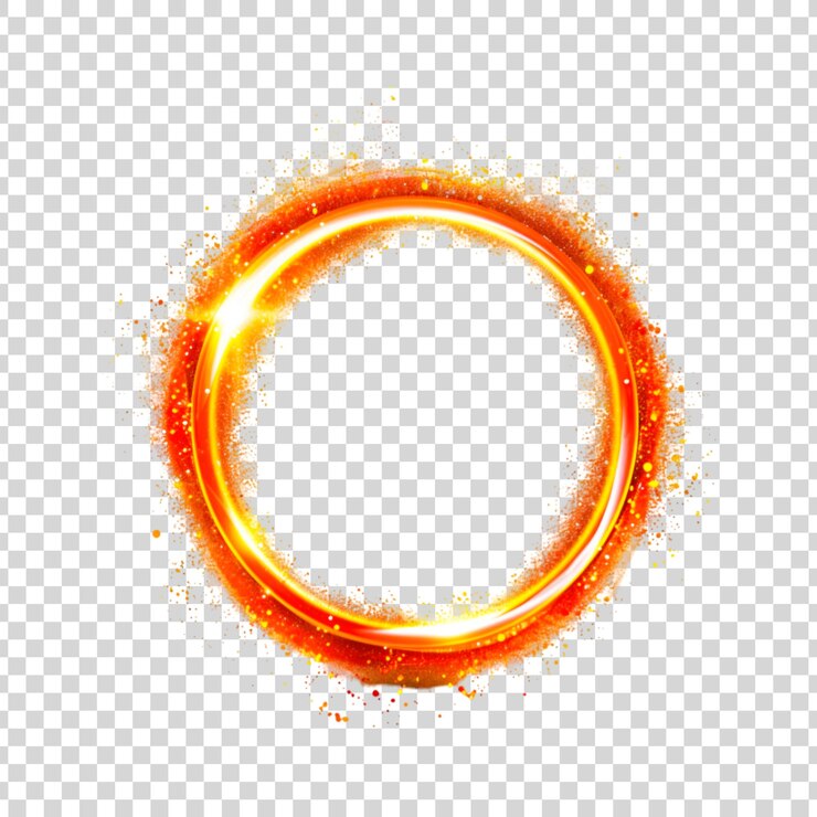 PSD círculos de luz naranja efecto de brillo naranja brillante sobre un fondo transparente