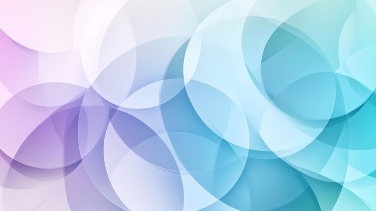 PSD círculos pastel abstratos de fundo sobrepostos a formas translúcidas em tons azuis e brancos roxos suaves