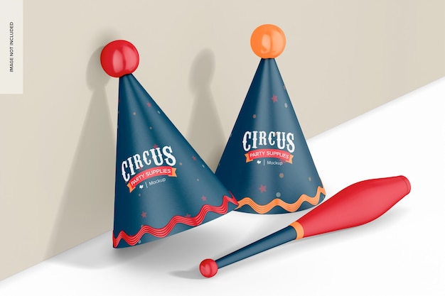 PSD circus hats mockup gelehnt