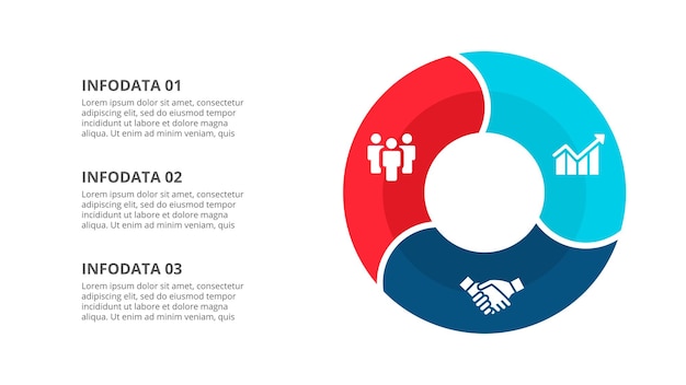 Cirle-Infografik mit 3 Optionen oder Schritten Abstraktes Zykluselement zur Präsentation