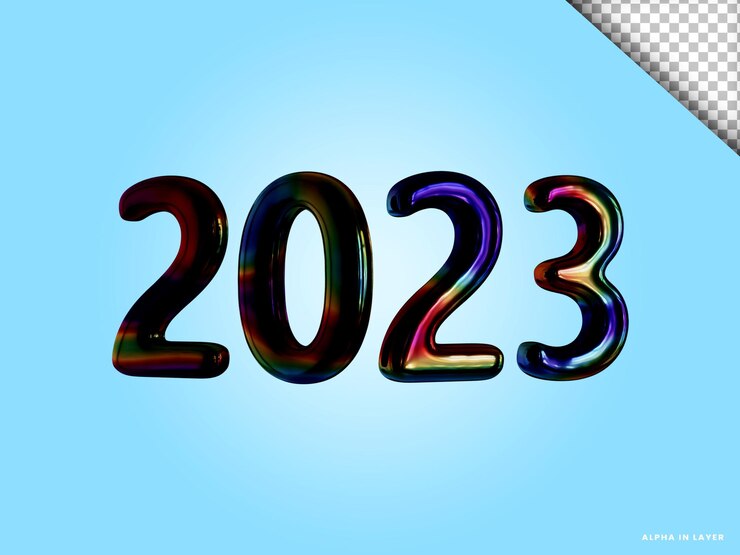 PSD číslo 2023 nový rok 3d render