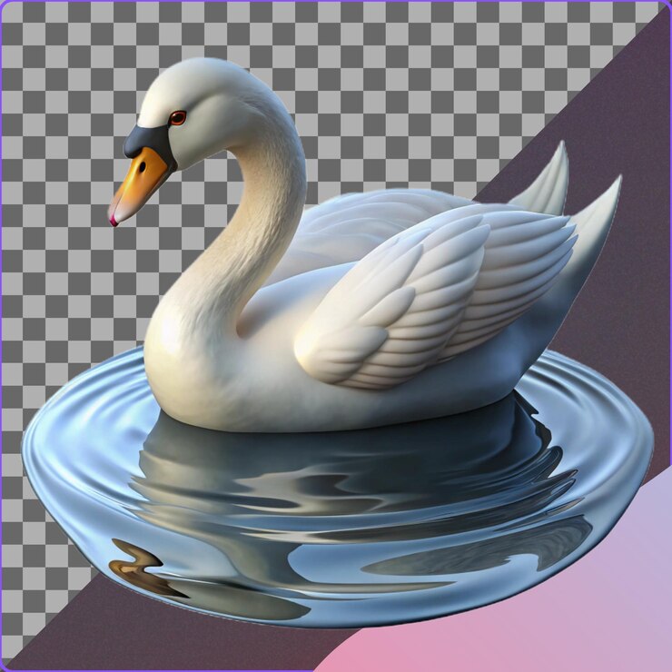 PSD el cisne blanco en el agua azul