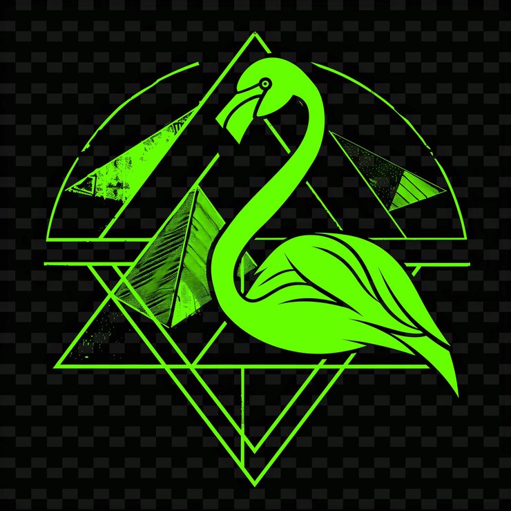 PSD un cisne en un círculo con un fondo verde
