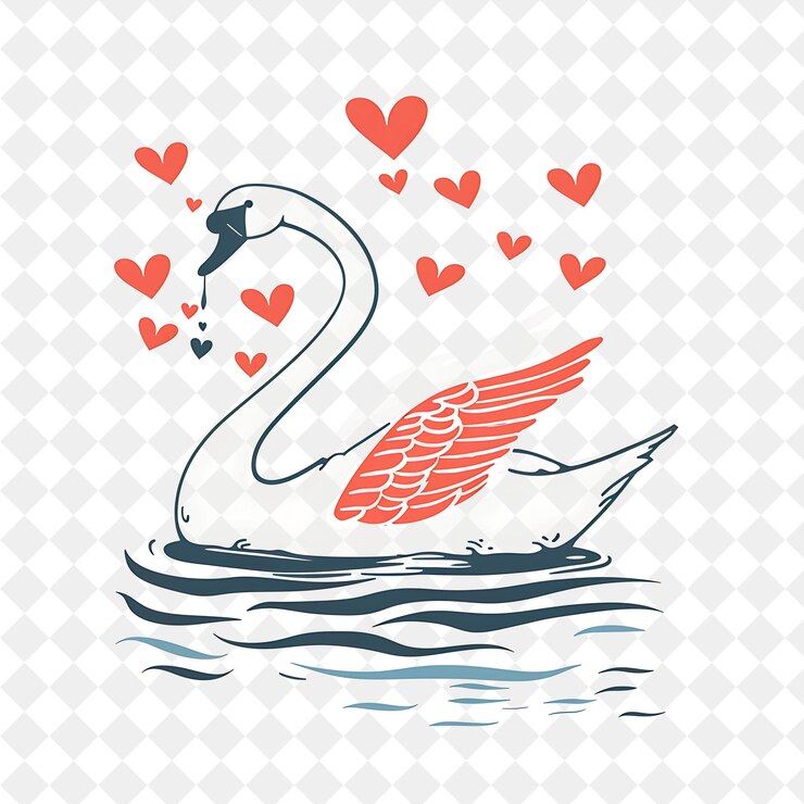 PSD un cisne con corazones en el fondo