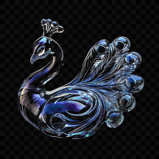 Un cisne con un cuerpo azul y un fondo negro