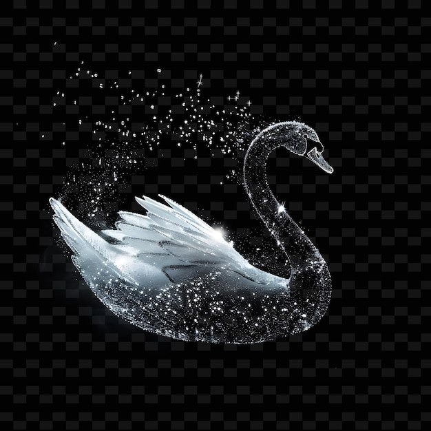 Cisne formado em material de névoa semi-transparente com líquido branco coleções de arte de formas abstratas de animais