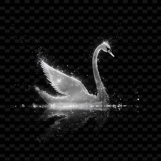 PSD cisne formado em material de névoa semi-transparente com líquido branco coleções de arte de formas abstratas de animais