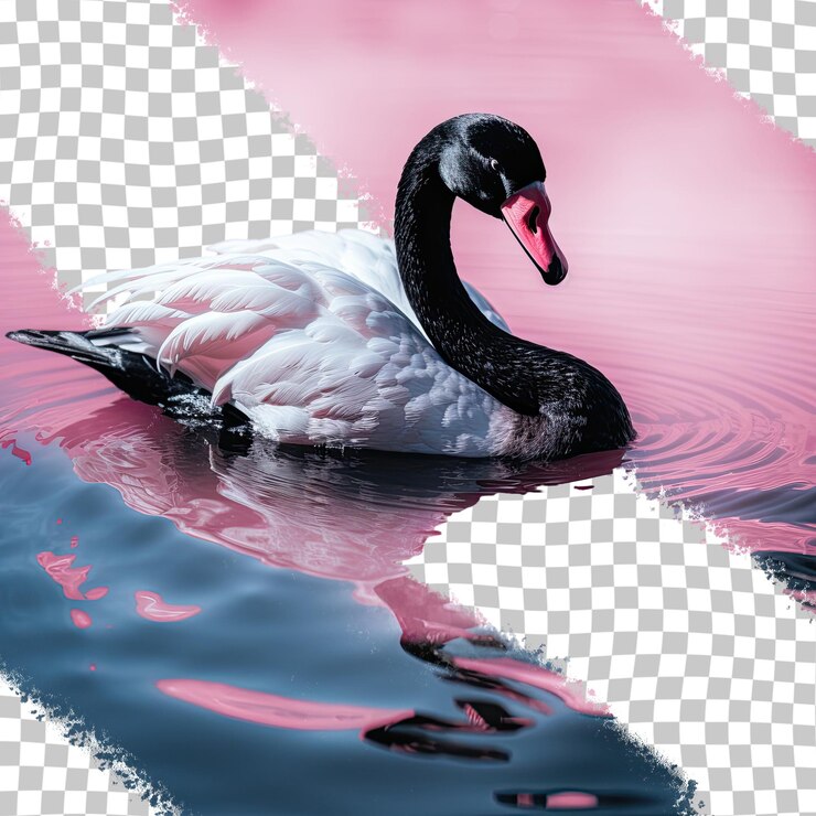PSD cisne negro fotografiado fondo transparente