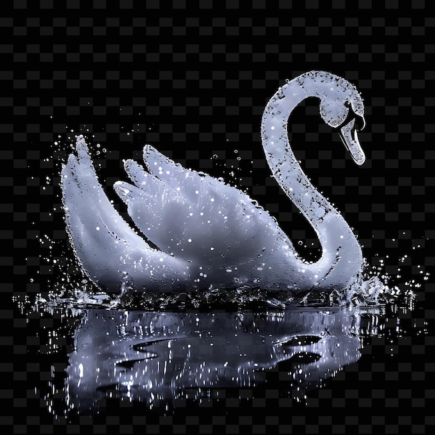 PSD un cisne con un reflejo en el agua