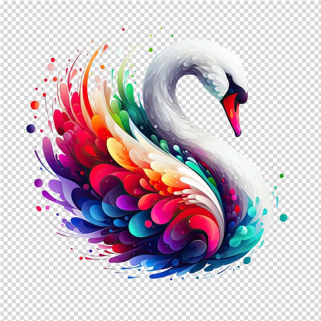 PSD un cisne con un salto de agua de color en él