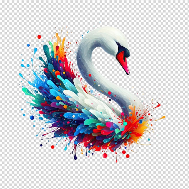 PSD un cisne con un salto de pintura de color en él