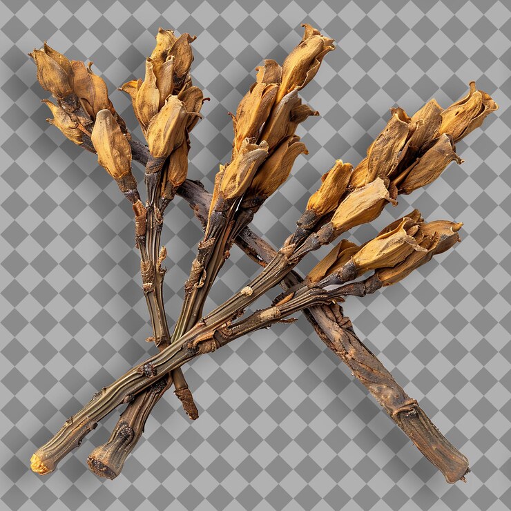 PSD cistanche deserticola tipo de hierba broomrape del desierto forma de objeto aislado en un fondo limpio