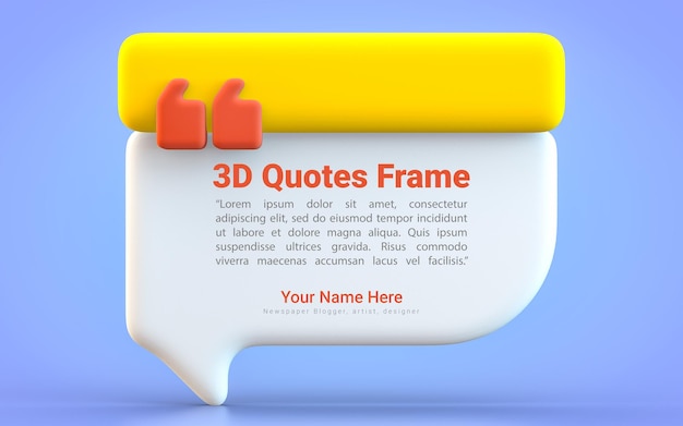 Citação, caixa, quadro, fundo, espaço vazio, blogging, template, 3d, render concept for, texting