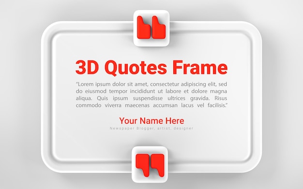 Citation de l'arrière-plan du cadre de la boîte modèle de blogging espace vide concept de rendu 3d pour l'envoi de SMS