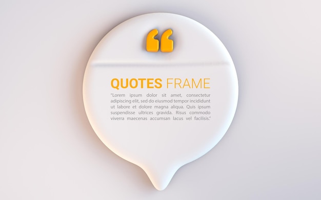 Citation de l'icône du cadre de la boîte modèle de blogs espace vide sur fond blanc concept de rendu 3d pour envoyer des SMS