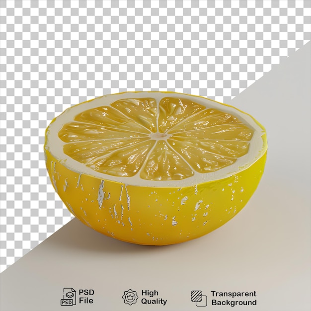 PSD un citron coupé en deux sur un fond transparent