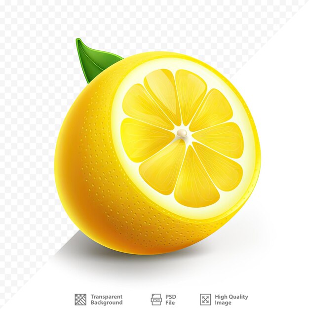 PSD un citron avec une feuille verte dessus