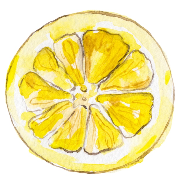 PSD citron peint à l'aquarelle éléments de conception d'aliments frais dessinés à la main isolés sur fond blanc