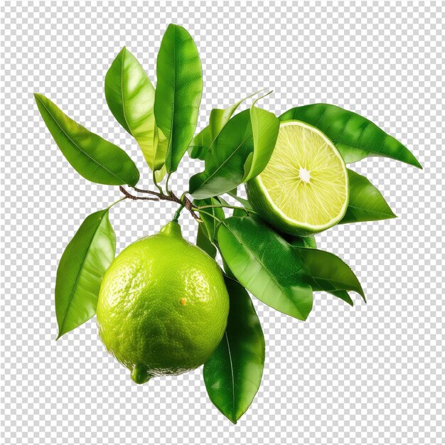 PSD un citronnier avec des feuilles vertes et un citron dessus