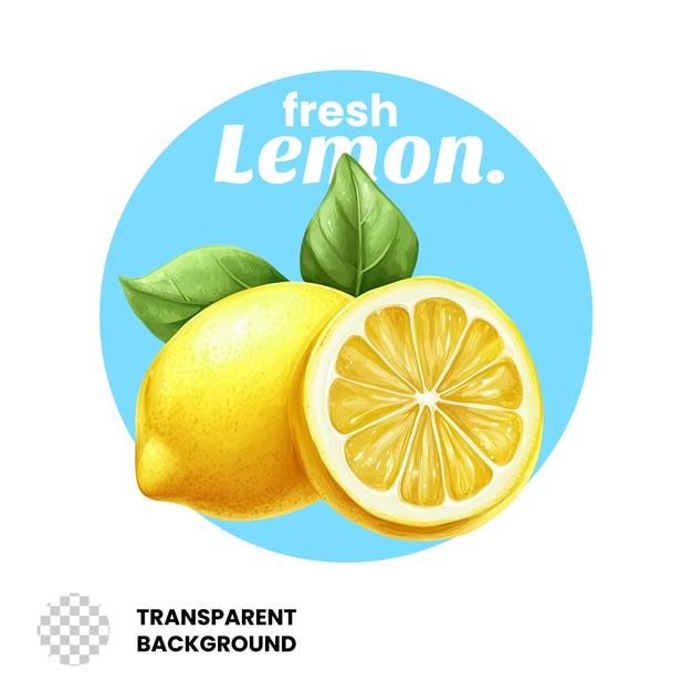 Des citrons frais sur un fond transparent