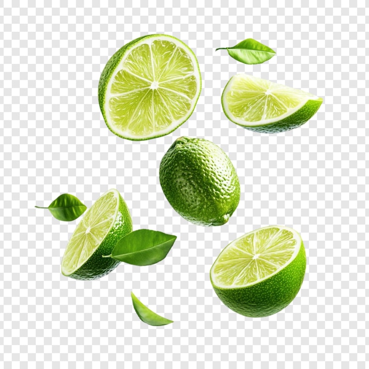 PSD les citrons tombent une explosion d'agrumes verts vibrants