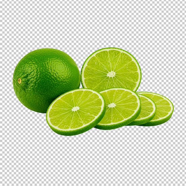 Des citrons verts frais, entiers et tranchés, parfaits pour les boissons et la cuisine.