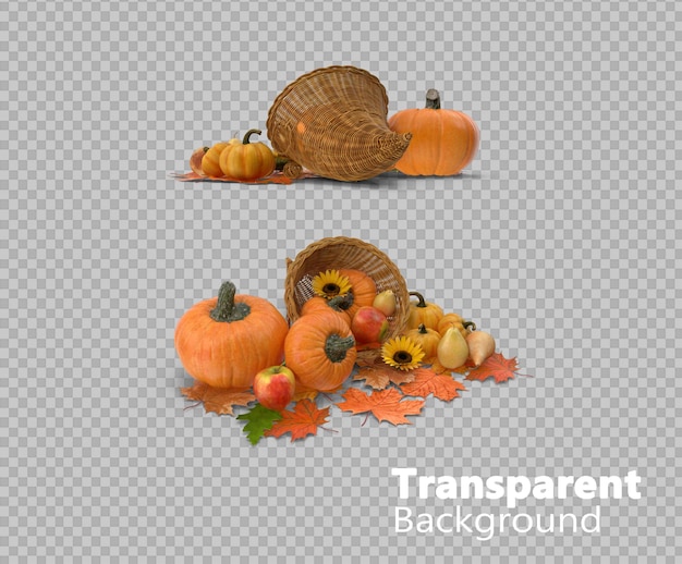 une citrouille sur un fond transparent