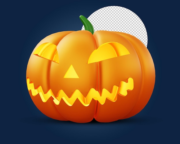 PSD citrouille d'halloween avec lumière à l'intérieur du rendu 3d