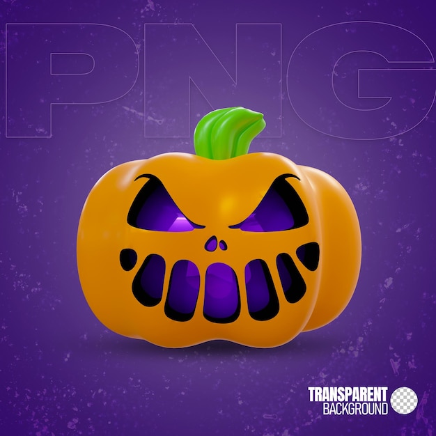 PSD citrouille d'halloween maléfique 3d fond transparent png