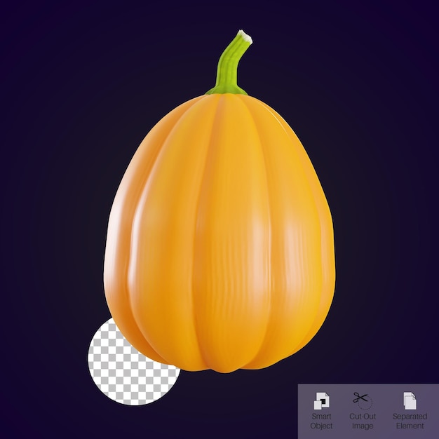 PSD citrouille d'halloween orange rendu 3d