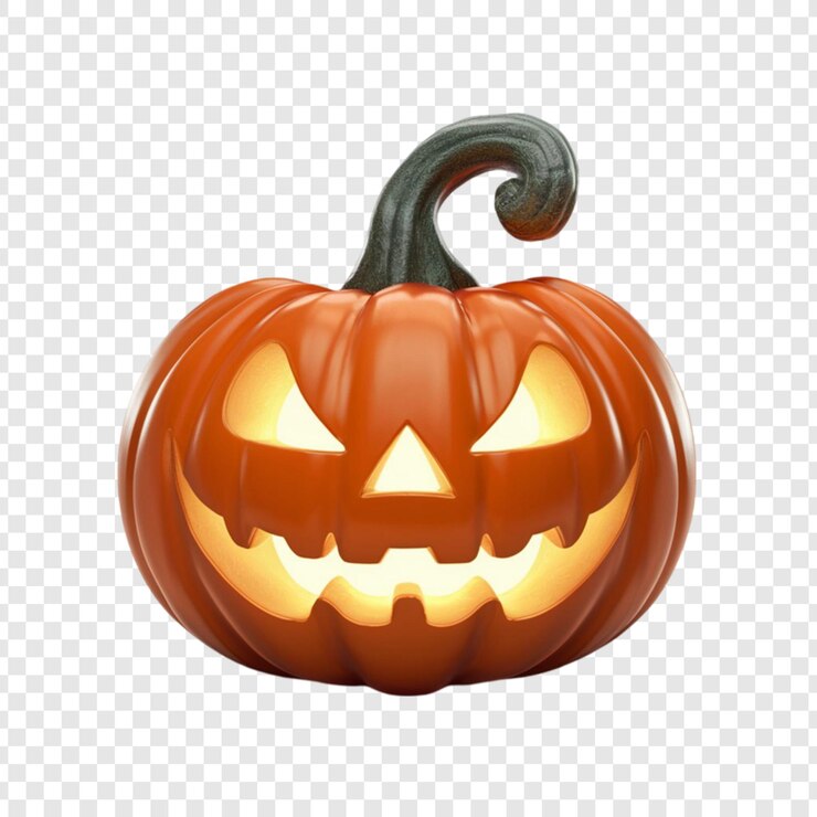 PSD une citrouille d'halloween avec un visage sculpté dessus