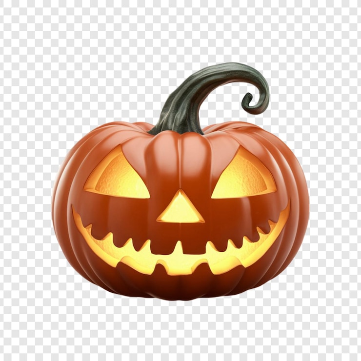 PSD une citrouille d'halloween avec un visage sculpté et un visage gravé dessus