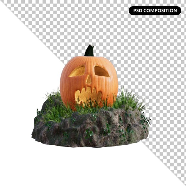 PSD citrouille d'helloween isolée en 3d