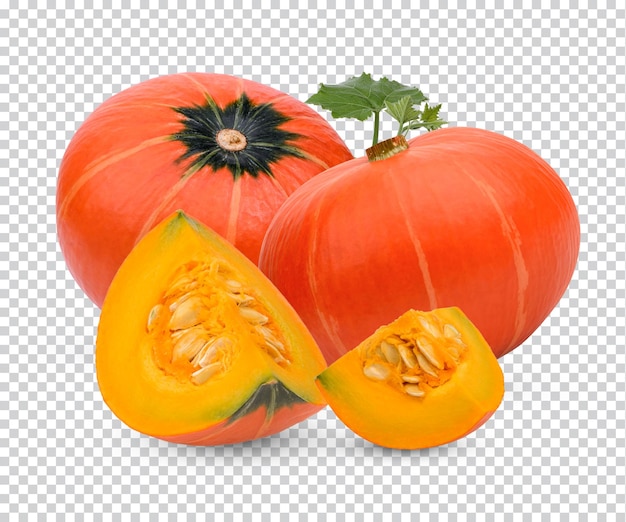 Citrouille japonaise avec des feuilles isolées PSD Premium