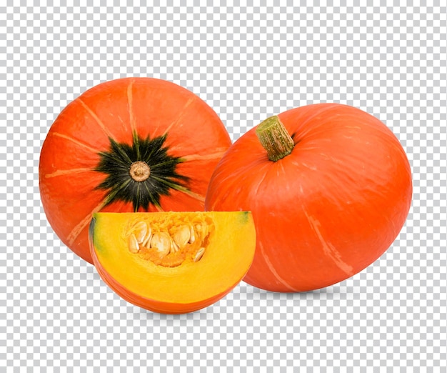 Citrouille japonaise avec des feuilles isolées PSD Premiun