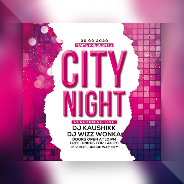 PSD city night party flyer