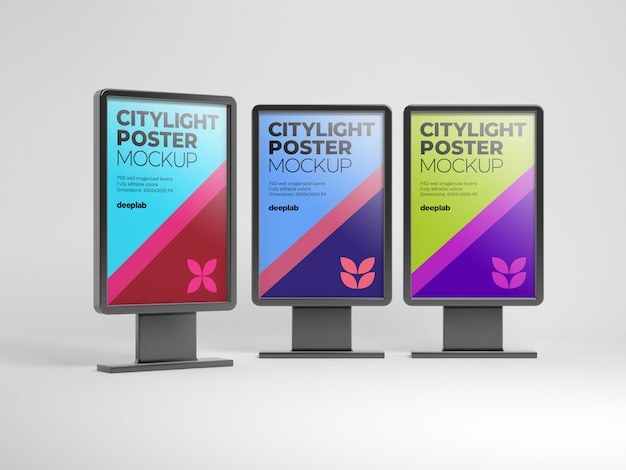 Citylight-Poster-Mockup mit bearbeitbarer Hintergrundfarbe