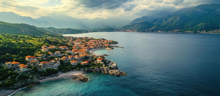 PSD ciudad costera en montenegro